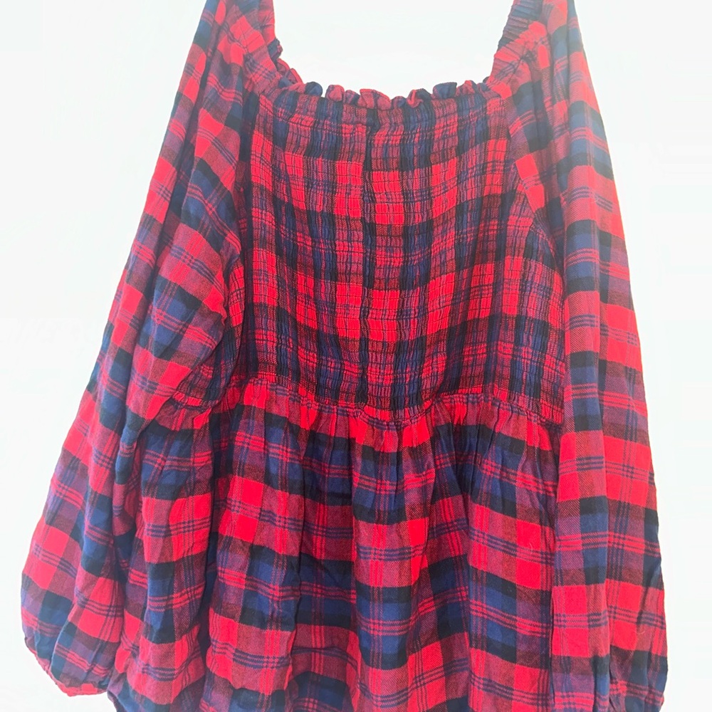 Red and Blue Plaid Torrid 3x Blouse